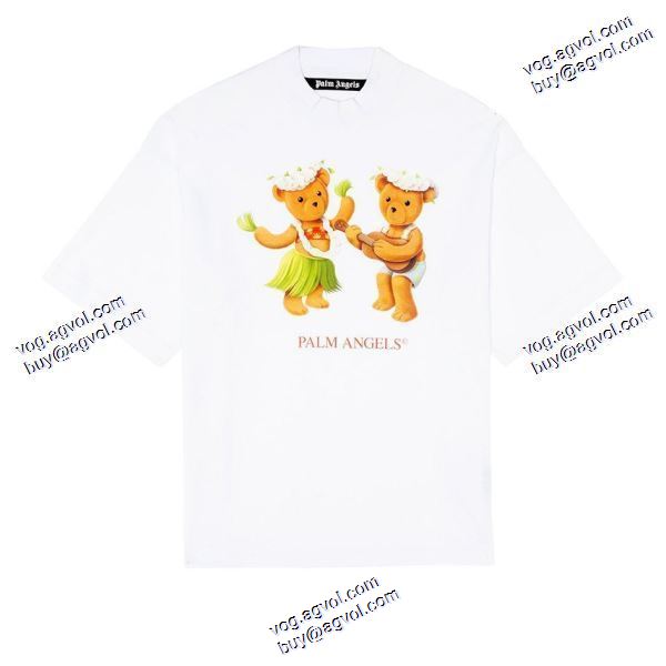 首胸ロゴ 2020秋冬 ハワイフラスコギター小熊半袖Tシャツ パーム エンジェルス Palm Angels スーパーコピー 2色可選